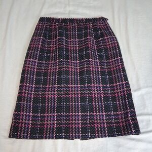 Pendleton Black and Purple Plaid Pencil Skirt
